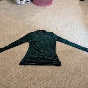 GBG Los Angeles Green Textured Long Sleeve Top